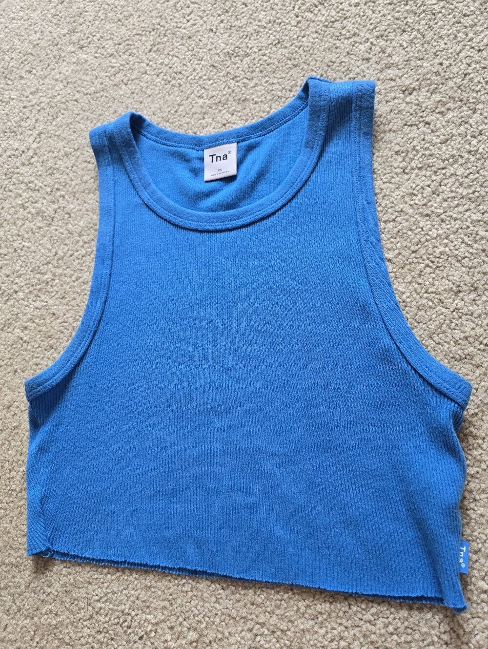 TNA 100% Cotton Ribbed Cropped Tank Womens Size XS